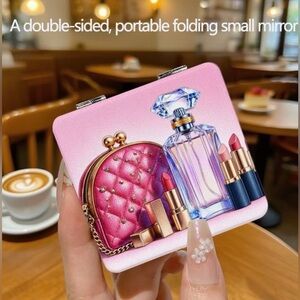 Folding Double Sided Mirror w/magnifying Side